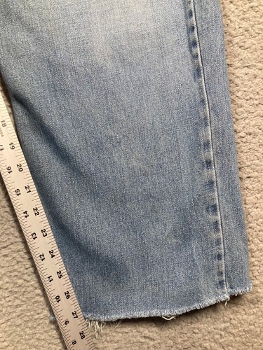 Plugg Jeans Men's 38x30 Light Wash Blue Relaxed Straight Cut Off Hem Stains - Picture 12 of 22