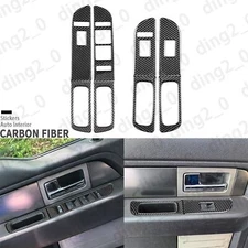 8x Real Carbon Fiber Window Lift Switch Panel Cover For Ford F150 Raptor 2009-14