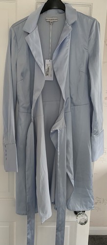 Guess Women’s Blue Eco Adair Long sleeve Satin Tie Belt Wrap Dress, Size S, UK 8 - Picture 2 of 9