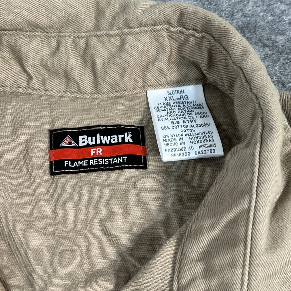 Bulwark FR Series Pockets Shirt CAT2 Long Sleeve Khaki Uniform Button Up XXL - Image 2 of 4