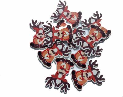 Weihnachten Rentier 10er Pack x 35 x 30 mm Zweiloch Holzknöpfe.