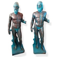 Coppia Sculture Bronzi Riace in Marmo Effetto Bronzo Bronze Sculpture H 140cm