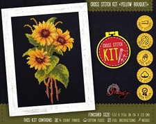 Sunflower bouquet cross stitch kit Summer flowers embroidery kit Counted Pattern