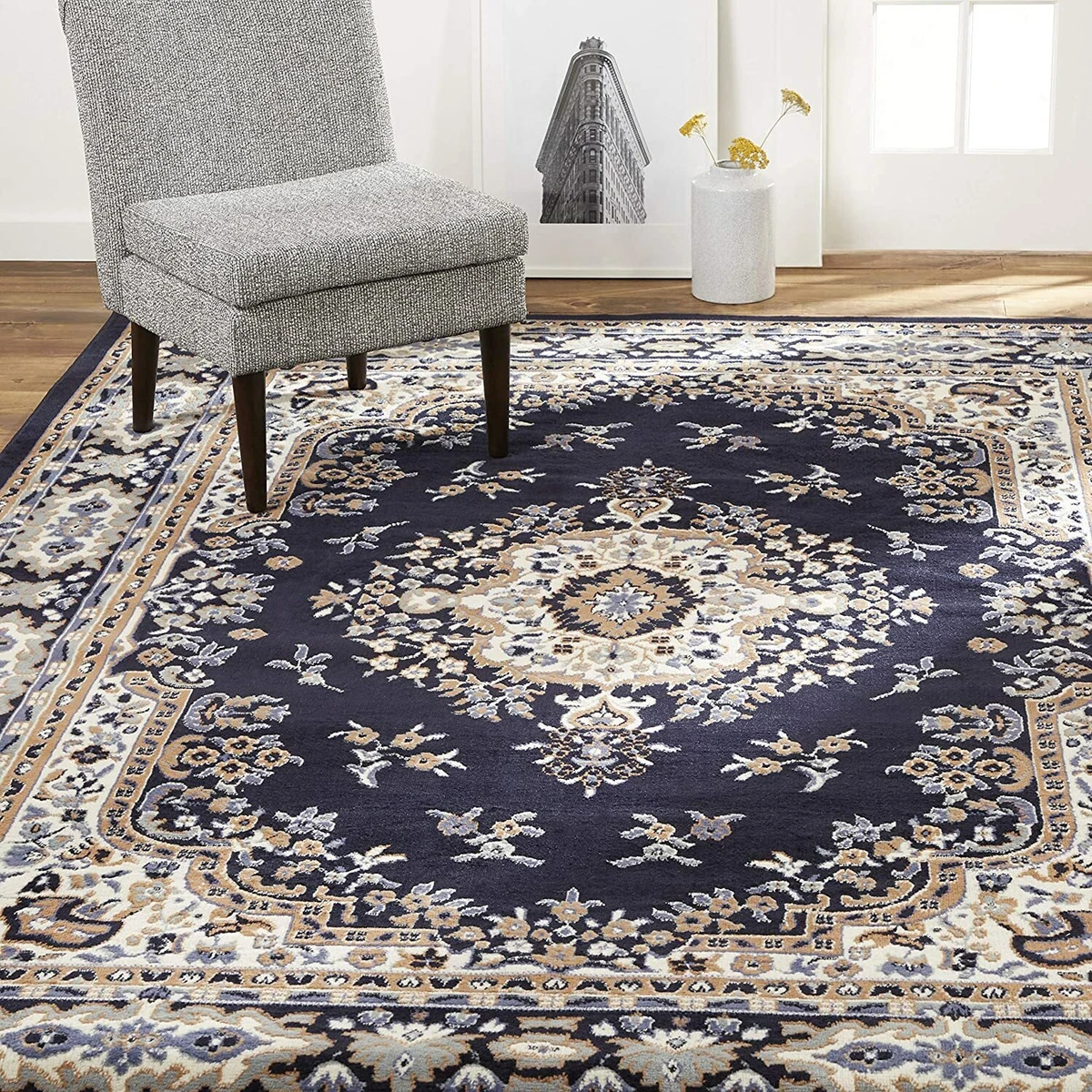 Home Dynamix Premium Sakarya Traditional Rectangle Area Rug Navy