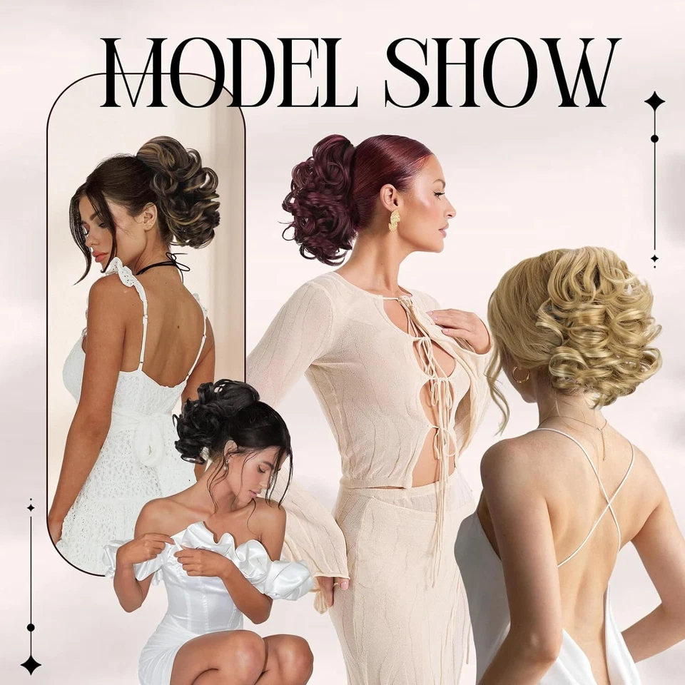 Short Claw Ponytail Piece Clip in on Pony Tail Hair Extensions Real as Human US - Image 2 of 4