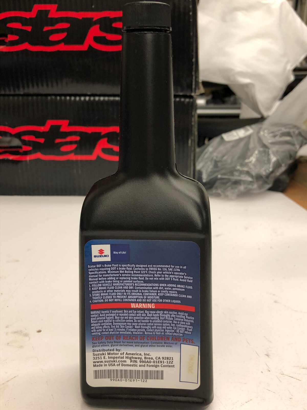 Genuine Suzuki Ecstar Brake Fluid DOT 4 12oz (354mL) P/N 990A001E90