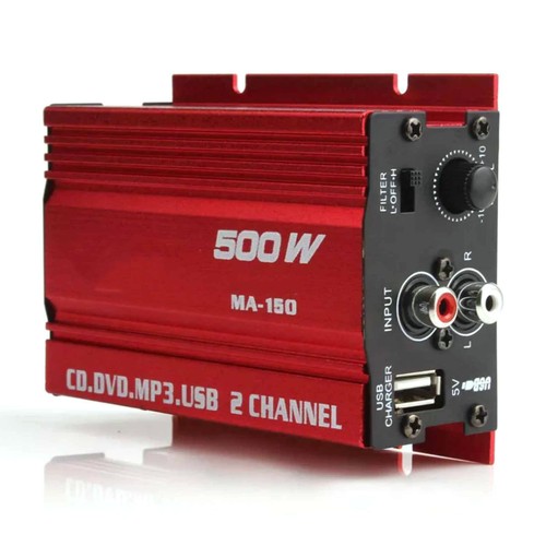 MA-150 Power Amplifier 500W 12V 2 Channel Mini Stereo Audio HiFi Bass Car Home