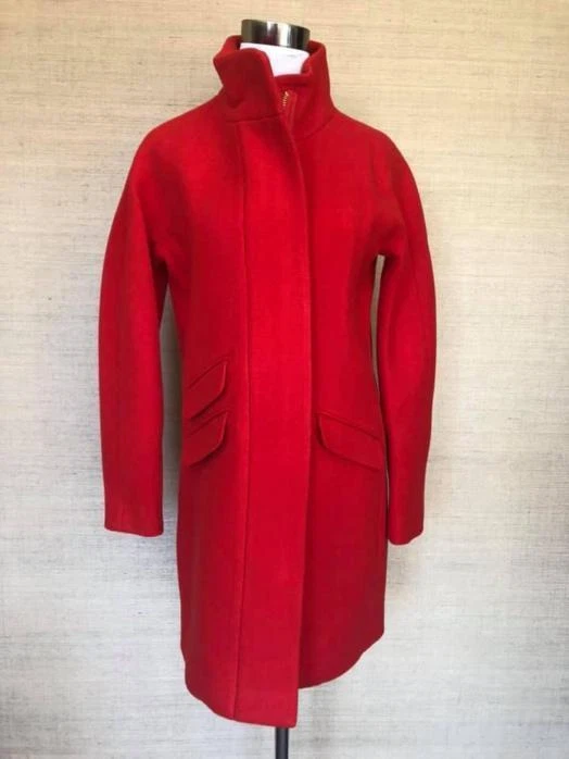 JCrew 350 Stadium Cloth Wool Cocoon Coat 0 bright cerise wool j5536
