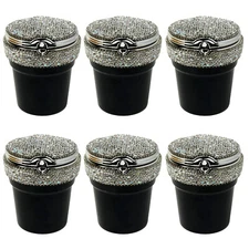 TrexNYC Car Ashtray Exclusive Bling with Blue LED Light, 6-Packs
