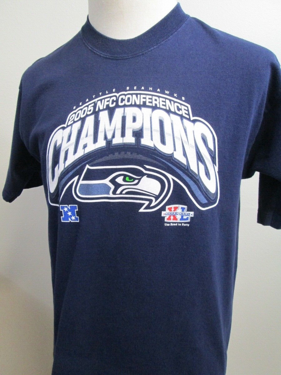 Vintage Seattle Seahawks Shirt Mens Medium Blue 2005 NFC Champions