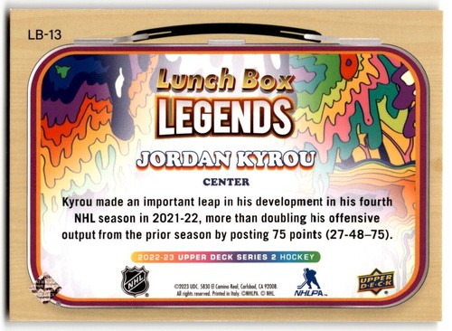 2022-23 Upper Deck Lunch Box Legends Jordan Kyrou #LB-13 St. Louis Blues - Picture 2 of 2