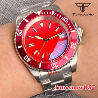 20ATM 40mm Red Watch NH35A Automatic Men Dome Sapphire Glass With AR Screw Crown