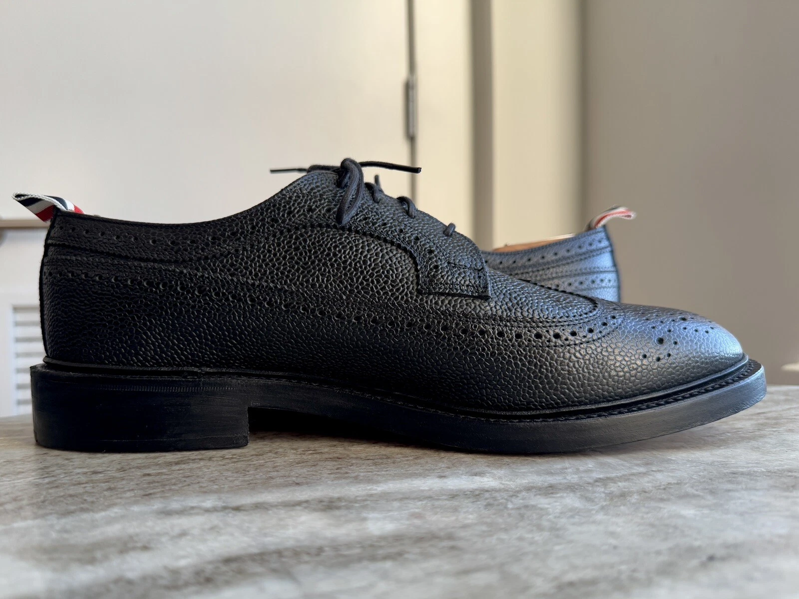 THOM BROWNE SUOLA IN PELLE LONGWING BROGUE 12 45 WINGTIPS NERO ITALIA $1200