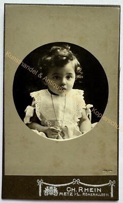 orig. CDV Foto Fotografie Bild alt Kind Kinder Mode um 1907 Rhein Metz