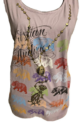 NWT NEW Christian Audigier Tank Bear Rosary Top Size Large