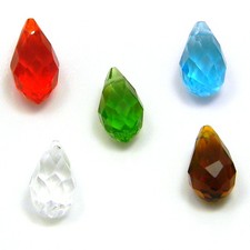 Set of 2 Glass 15mm Long Faceted Teardrop Focal Drop Tear Drop Charm Beads