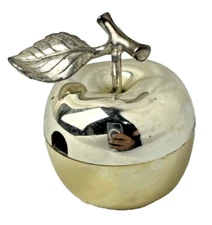Vintage Silver-plated Apple Salt Cellar “No Spoon” with Plastic Washable Insert