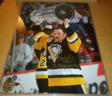 Bryan Trottier Pittsburgh Penguins 16x20 Signed Photo Stanley Cup Champions BGS