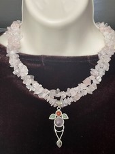 Rose Quartz Amethyst Necklace With Pendant Chakra Fengshui