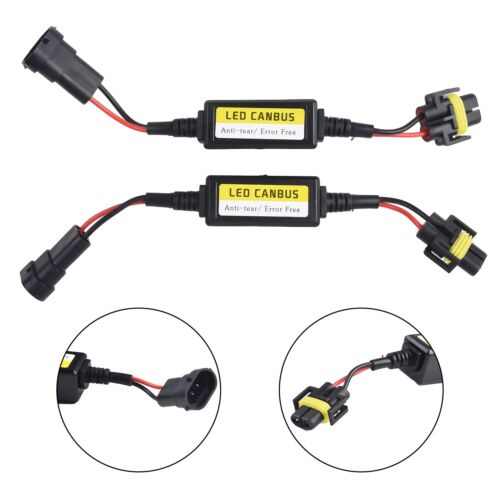 2X LED H11 Headlight Canbus Error Free Anti Flicker Resistor Canceller Decoder