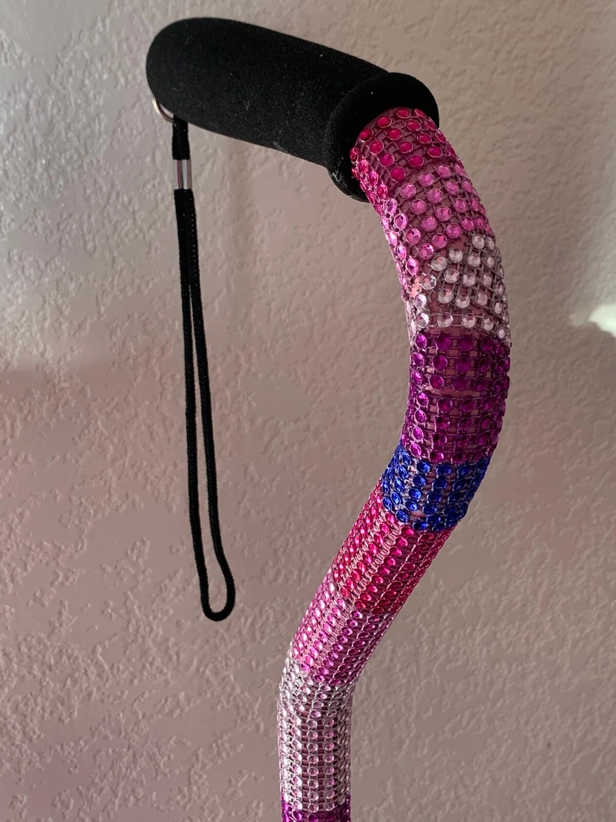 Multi-Colored Rhinestone Quad Cane, Handmade Sparkles, MS, Balance Post  Surgery | eBay