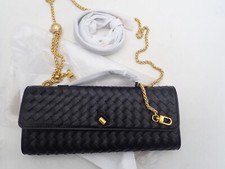 Woven Evening Bag Clutch Purses For Women Woven Leather Crossbody Bag gold chain