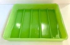Vintage Jadite Very Large Ribbed Refrigerator Dish Green Glass 13 3/8" x 10 3/4"
