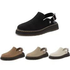 Women's Slip-on Suede Clogs Latex Footbed Slingback Mules w/ Adjustable Strap