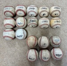 18 x Used Baseballs Various Brands Rawlings, Wilson Leather Cork