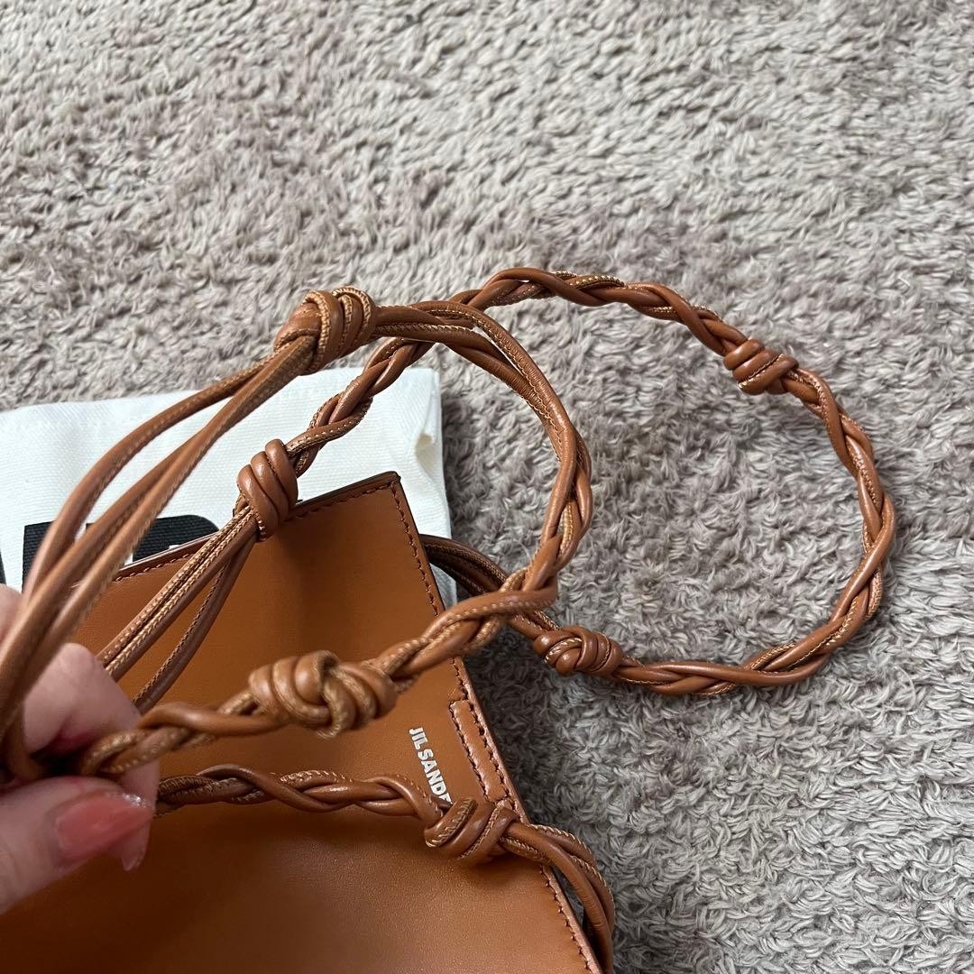 JIL SANDER Tangle Small Shoulder Bag Brown Leather Square Crossbody Pouch Japan — image 5