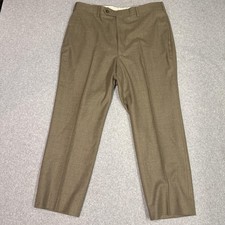 Brooks Brothers Pants Mens 35 Brown 100 Wool Dress Flat Front Slacks Made Italy