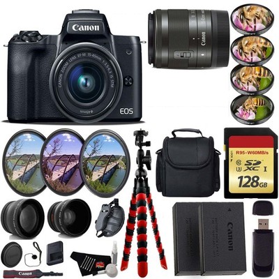 Canon EOS M50 Mirrorless Digital Camera with 15-45mm Lens + UV FLD CPL Filter