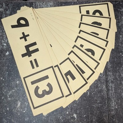 Vintage Set of 10 Math Flashcards 1960s Flash Cards Ephemera, Paper Crafting