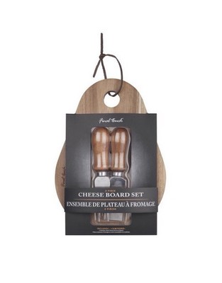 Final Touch Cheese Board  With Slicer 7in. x 7.5 In W X1.6 In Acadia Wood 3 Pcs