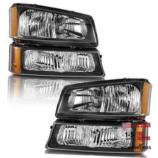 Headlights OE Replacement Clear Lens l Black Housing l Amber Reflector