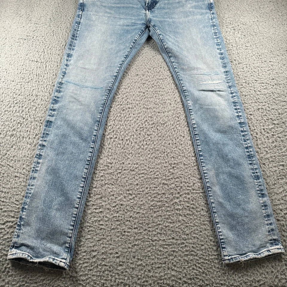 John Varvatos Wight Jeans Mens 36 Light Wash Skinny Distressed Knee Selvedge - Image 4 of 4