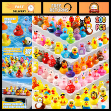 200 Pcs Mini Rubber Ducks Assortment for Ducking, Bath Toys, Pool Party Favors