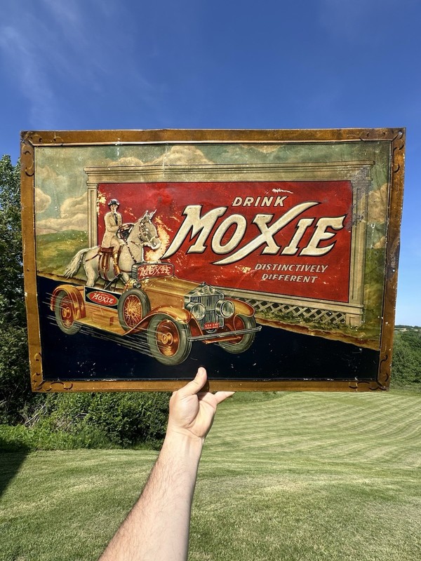 Moxie Soda Drink Moxie Distinctively Different Horse Car Metal Original Embossed