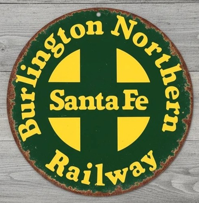 #ad Burlington Northern Santa Fe Railway 8quot; Diameter Novelty Metal Sign Made In USA $14.49