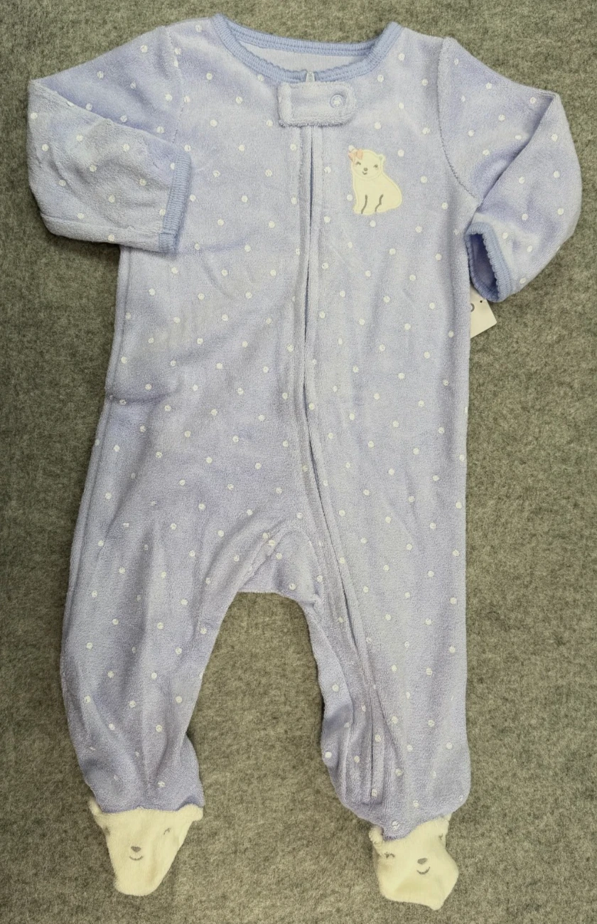 Baby Girl Clothes New Carter's 6 Month Purple Terry Cloth Cat Footed Outfit