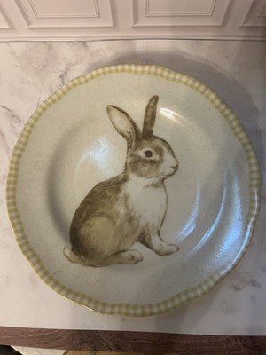 222 Fifth Yellow Bunny Land Salad Plate 8 5/8in VGUC