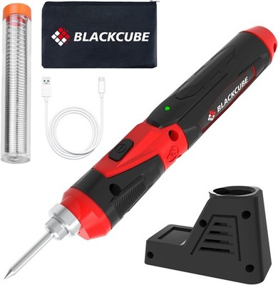 BLACKCUBE Cordless Soldering Iron Kit - Portable 2000mAh USB Rechargeable Red
