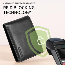 Cartera De Cuero Para Hombre Bifold Bloqueo RFID Con 2 Ventanas ID