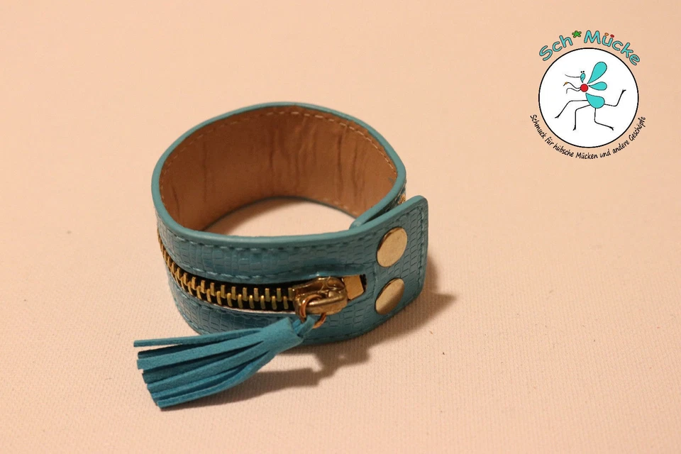 Armband Reissverschluss Kordel türkis Vintage Glücksbringer Geschenkidee Rarität - Bild 2 von 4