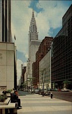 New York City NY Chrysler Building on 42nd Street 1950s cars ~ postcard sku203