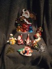Vintage Bundle Of Traditional Christmas Tree Decorations Santa Snowman Bells Etc