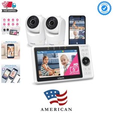 2-Cameras Smart WiFi Baby Monitor with 1080p FHD Camera and 5" HD IPS Screen,...