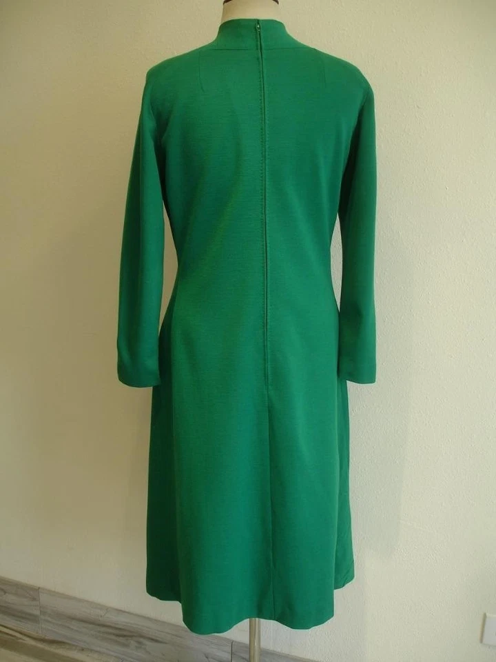 Женское M L винтажное 1960-е Hauliuetrigere Montaldo's Kelly Зеленое Длинное Платье Вязаное США - Изображение 4 из 4