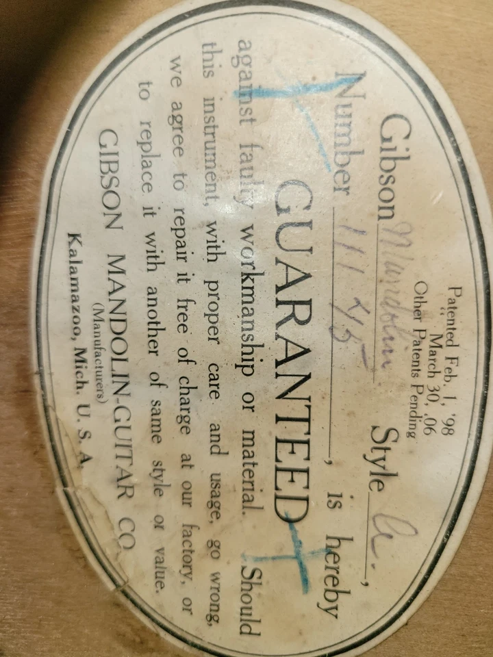 1911 Gibson A Mandolin - Image 4 of 4