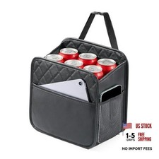 PU Leather Backseat Car Organizer, 2 Mesh Pockets, 9.8 9.8 5.5 in